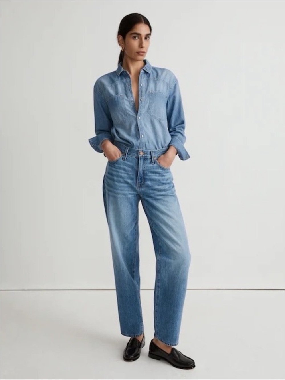 Madewell slouchy boyfriend size 24 Blue High-Rise Straight Jeans